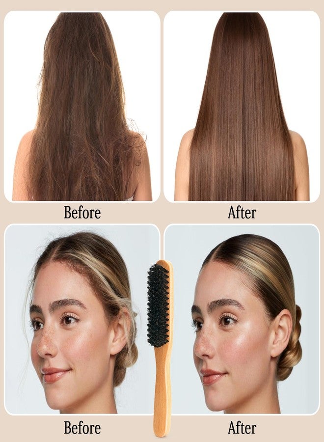 Goiple Boar Bristle Slick Back Hair Brush for Smooth Flyaways, Frizz, Sleek Ponytail, Buns and Edge Baby Hair, Teasing | Hair Comb, Edge Brush, Teasing Brush Styling Accessories for Girls, Kids, Women & Men - Image 4